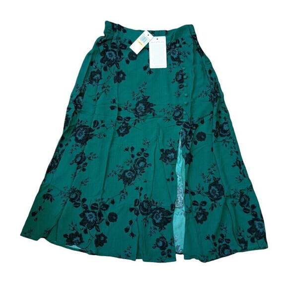 Band of the Free BOG Skirt Small Etta Emerald Green Floral Midi Front Slit NWT - Picture 6 of 11
